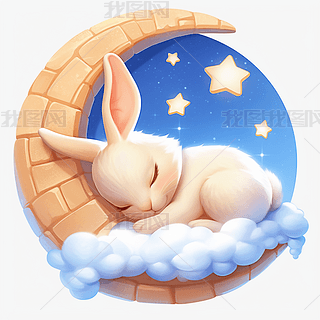 在新月上睡觉的兔子(2)