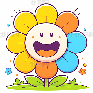 舞动的花朵卡通专题模板