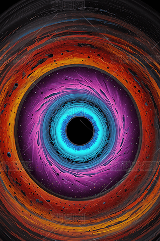 一个彩色圆形物体的特写中心有一个黑洞高清图片