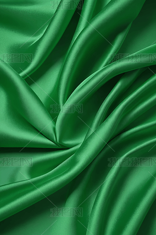 绿色丝绸面料的特写表面非常光滑高清图片