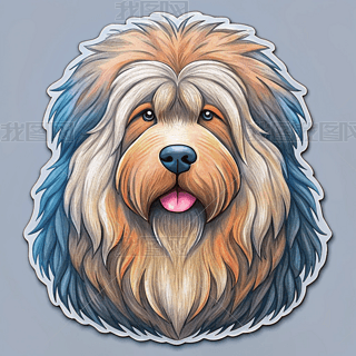 可爱藏獒贴纸手绘风格儿童绘画创意设计素材