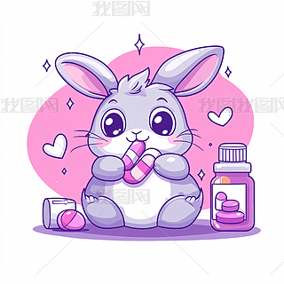 卡通动物粉兔子专题模板-卡通动物粉兔子图片素材下载-我图网