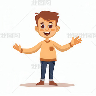 男孩双手伸出黄色衬衫