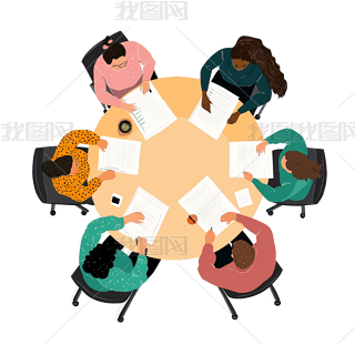 插画讨论开会小组讨论免抠元素