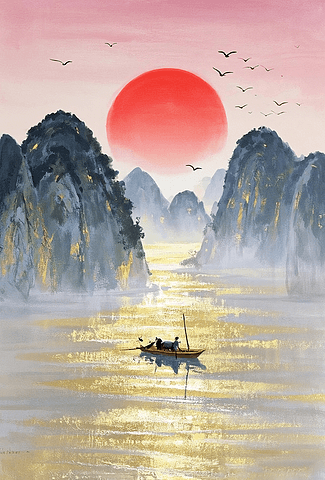 金色山水画金箔画图片大全-金色山水画金箔画背景图片-我图网