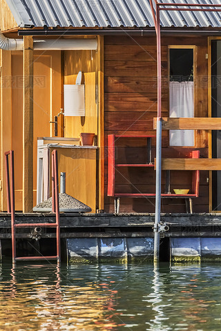Old Wooden Raft Hut on Sa River - Detail