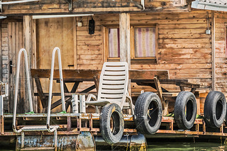 Old Wooden River Floating Raft Weekend House On Sa River