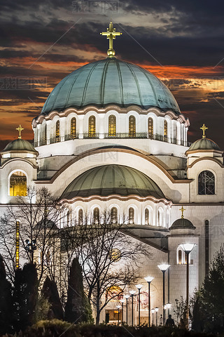 The Temple of Saint Sa at Night - Belgrade - Serbia