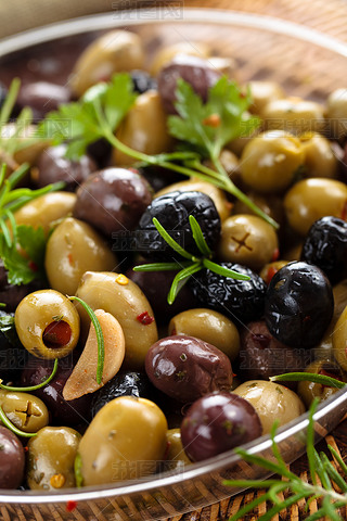 Marinated olives. 