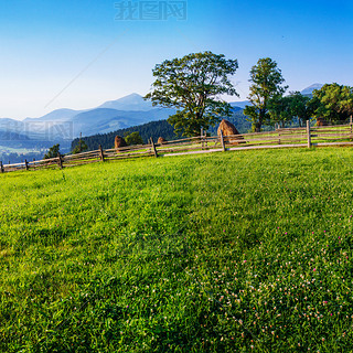 Beautiful sunny day is in mountain landscape. 