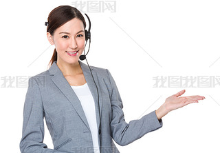 Customer services consultant with hand presentation