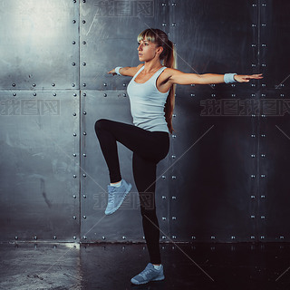 fitness, sport concept woman working out and standing in yoga pose