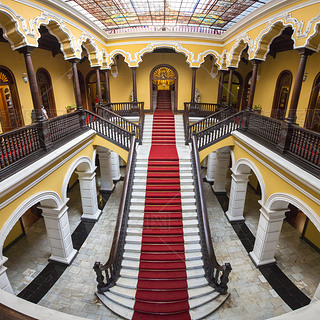 Colonial staircase at Archbishop's Palace in Lima, Peru