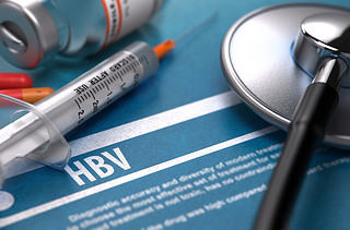 HBV. Medical Concept on Blue Background.