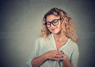 Lack of confidence. Shy young woman feels awkward 