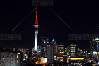 Aerial urban view of Auckland financial center skyline CBD at ni
