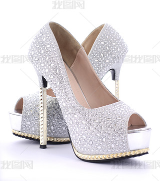 Rhinestone High Heel Stiletto Shoes.