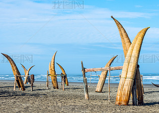 Traditional Peruvian all Reed Boats (Caballitos de Totora)