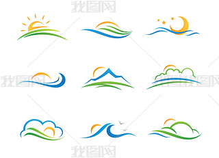 Landscape nature experience and vacation trel agency illustration logotype