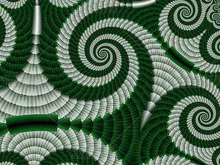 Spiral Textured Background. Gray and green palette. Computer gen