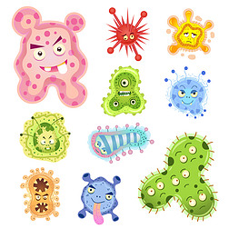细菌和病毒的卡通.
