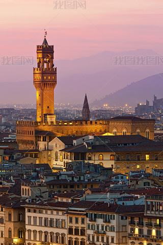 Florence, Palazzo Vecchio at Dusk