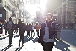 Urban girl at a city street