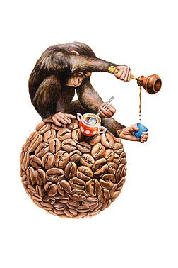 黑猩猩倒咖啡