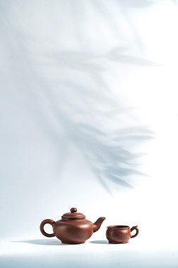 茶艺背景图片摄影图|竹子背景下的茶壶