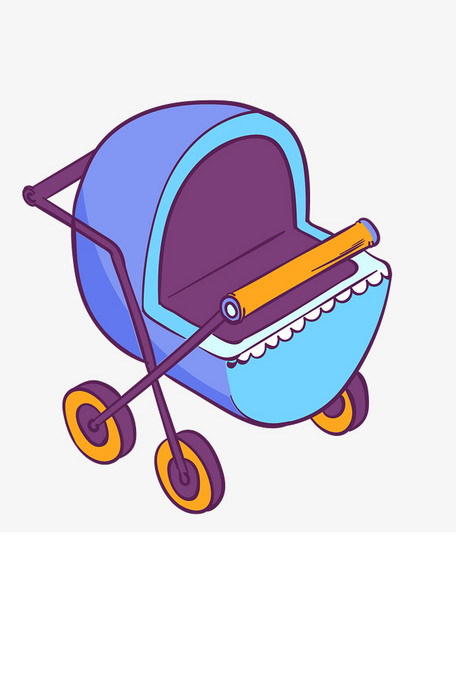 卡通彩绘婴儿车设计素材