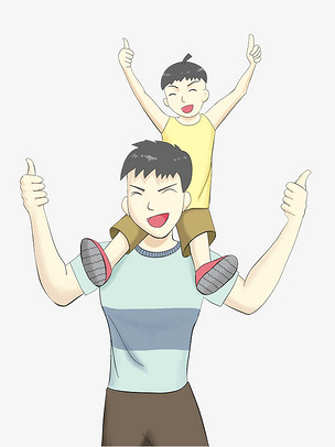 父亲节儿子骑大马插画png
