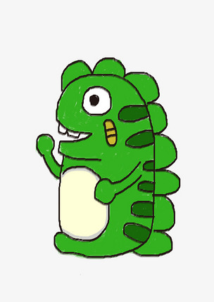 手绘插画卡通受伤的怪兽png素材