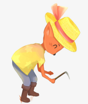 卡通手绘动物在劳动