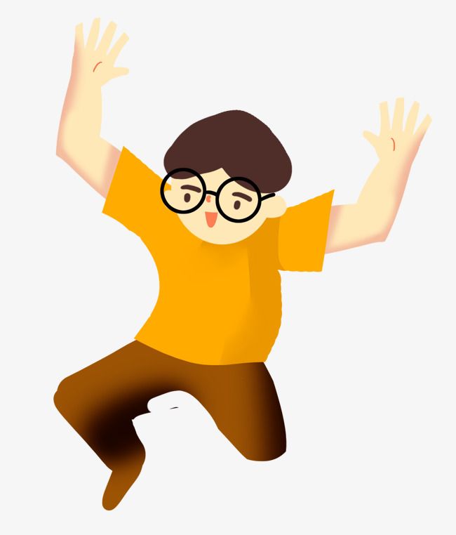 创意卡通跳跃的男孩