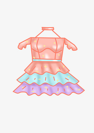 卡通厚涂色彩蛋糕天鹅连衣裙png