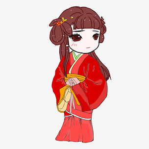 手绘装饰彩色卡通q版大小姐千金大小