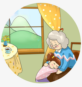奶奶孙女情深卡通亲情插画
