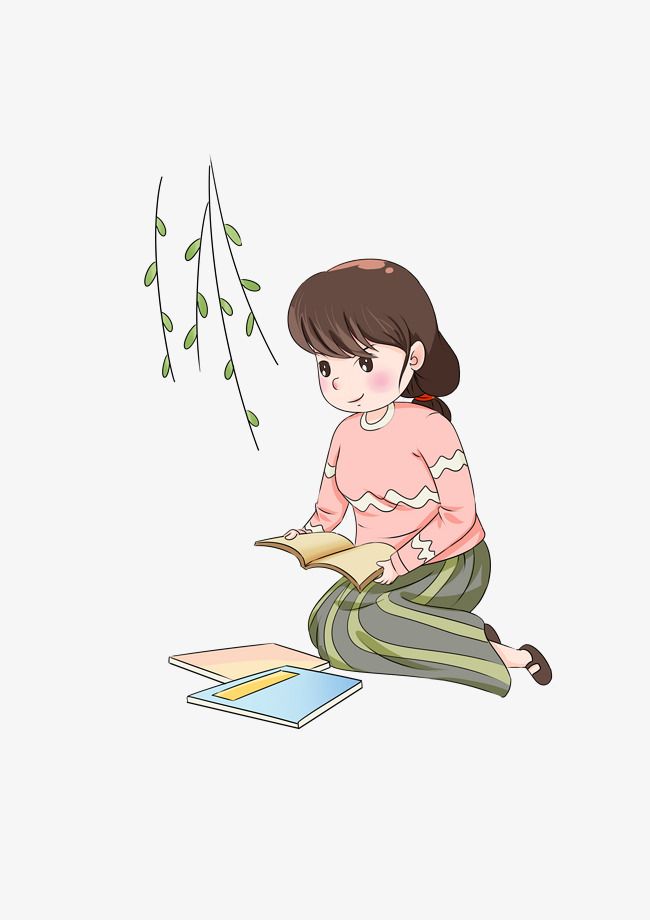 手绘看书人物插画