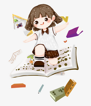 手绘开心学生插画