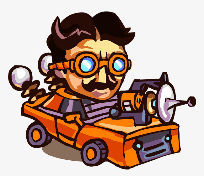 卡通开车怪博士插画