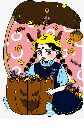 万圣节金牛座女巫q版卡通人物