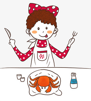 吃蟹季女孩吃螃蟹免扣图