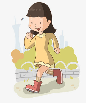 秋冬季主题跑步女孩手绘插画