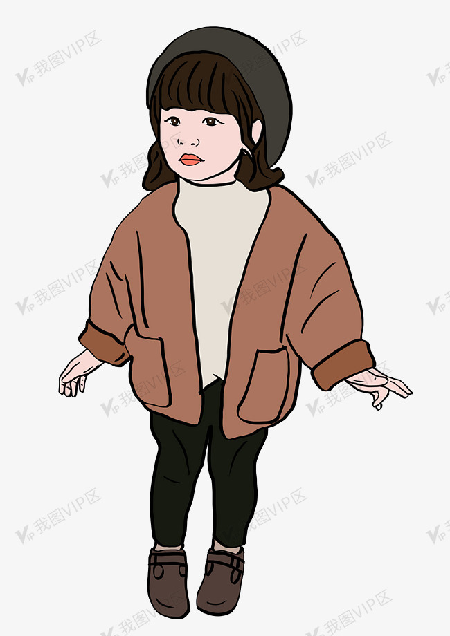 设计元素 人物形象 动漫人物 冬季穿着小毛衣的女孩原创设计冬季穿着