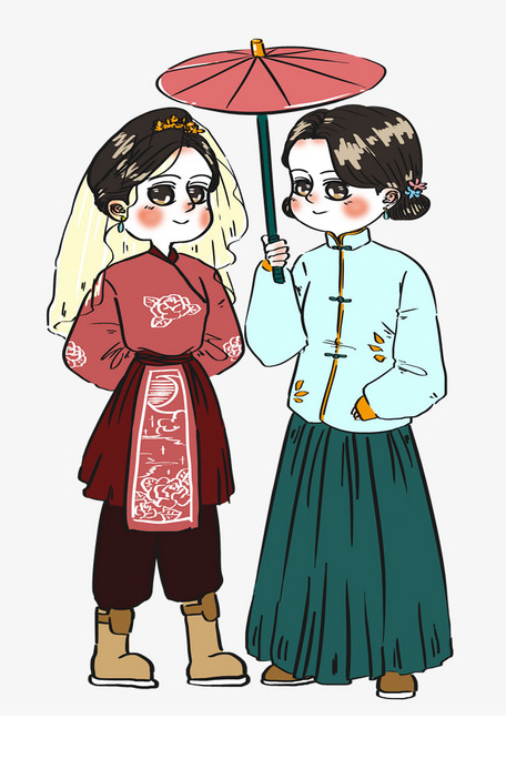 设计元素 人物形象 动漫人物 中国风特色服饰汉服展示卡通人物漫画找