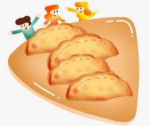 年夜饭美味煎饺插画