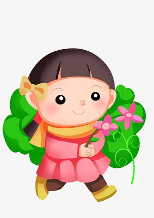 手绘快乐小女孩人物插画