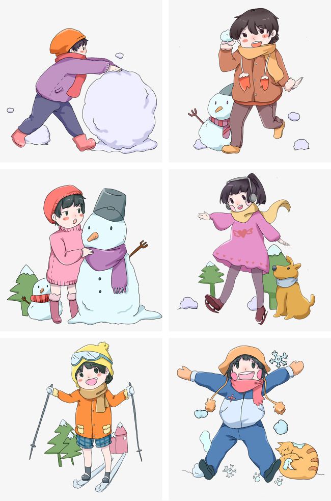 冬季人物手绘插画