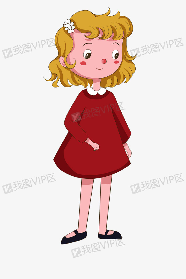红衣妹子卡通手绘漂亮的红衣小女孩图片素材(psb格式)下载_动漫人物