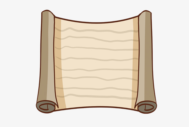 手绘仿古色卷轴插画